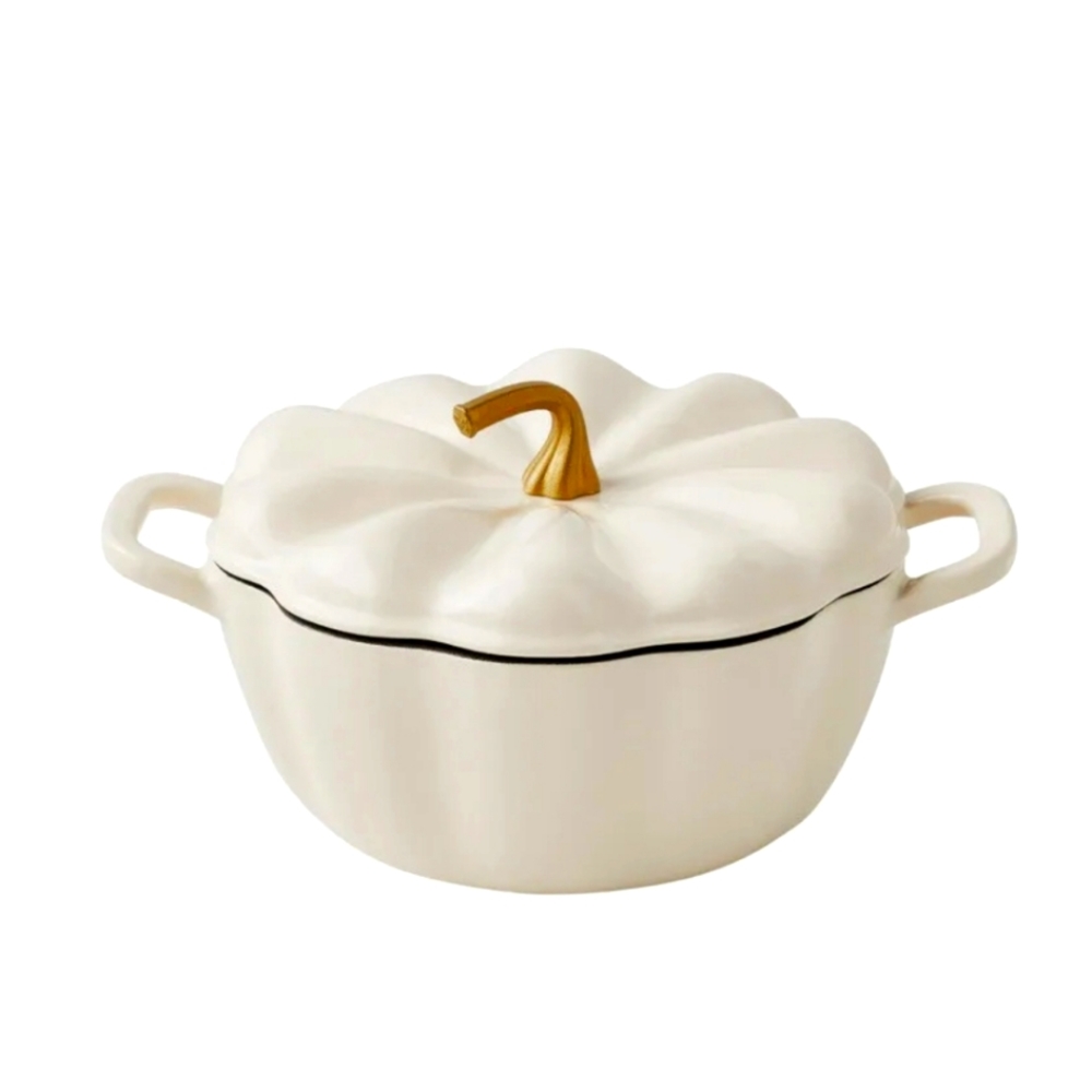 COPY - The Pioneer Woman 2-Quart Enamel-on-Cast Iron Pumpkin Dutch Oven, Linen
